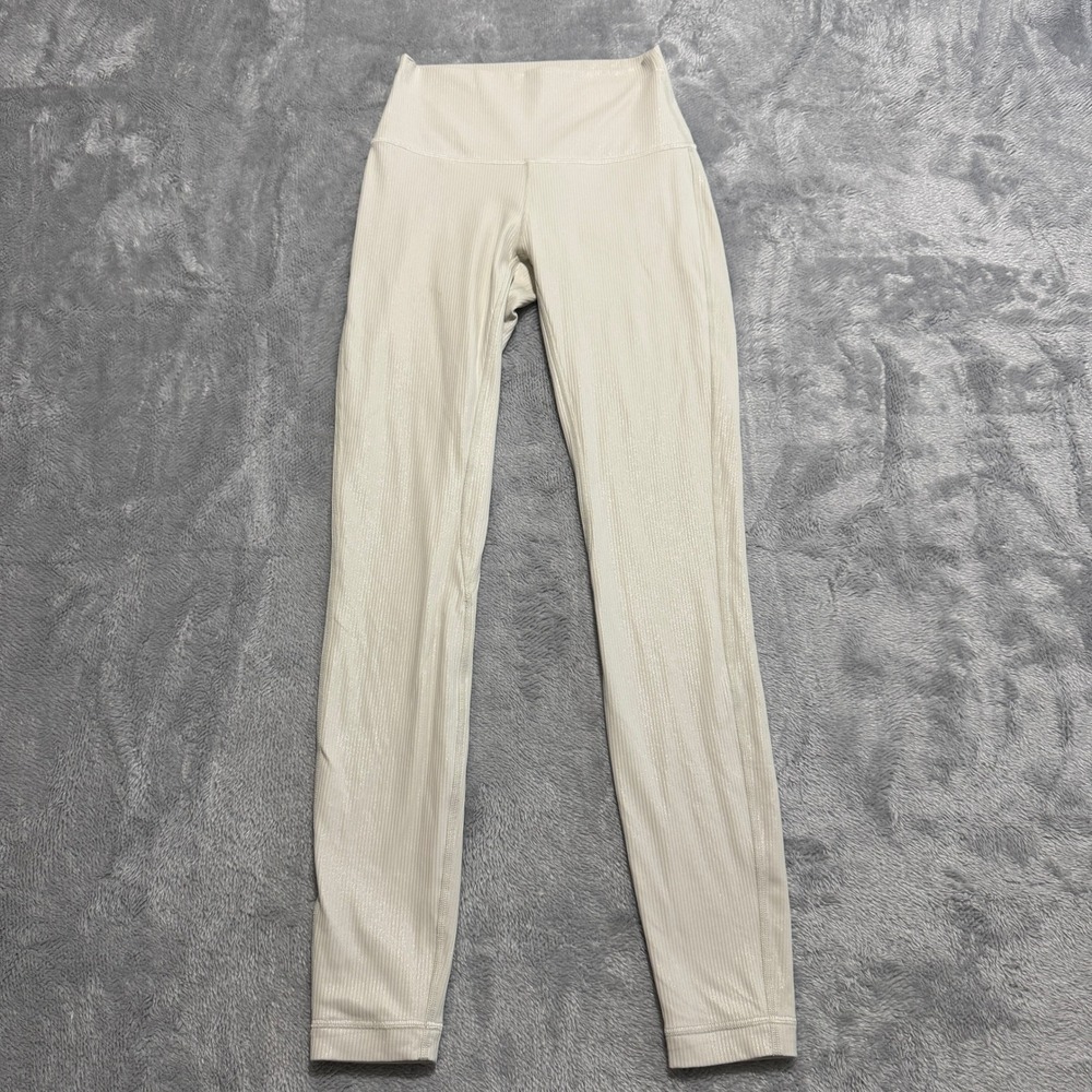 Lululemon Align Ribbed High-Rise Pant 28" Womens 4 Bone White W5GI4S Leggings